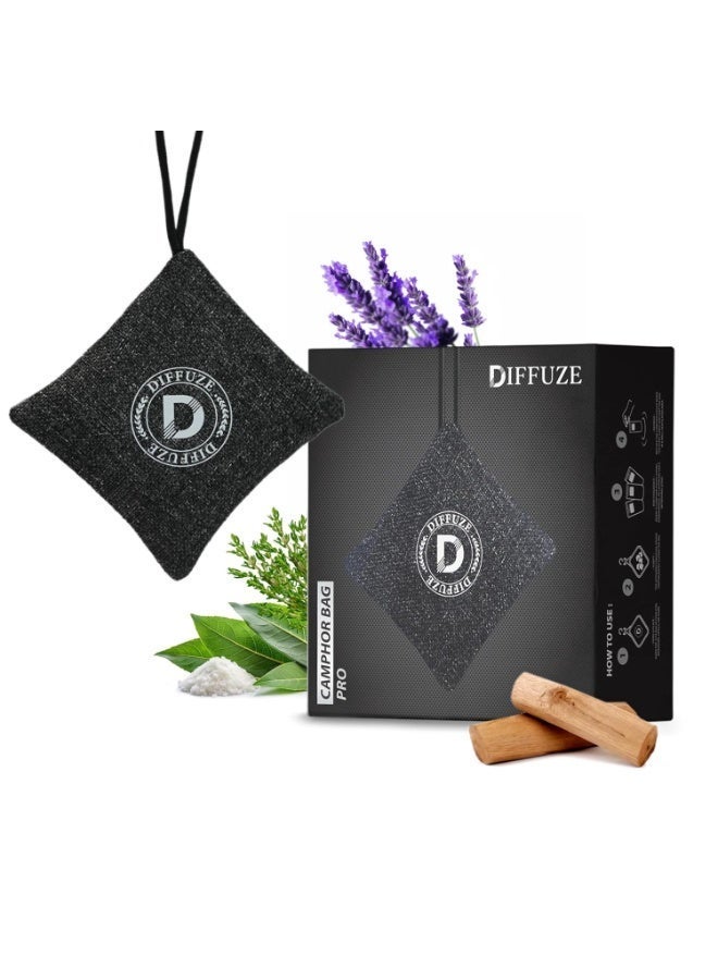 Diffuze جهاز تنقية هواء السيارة DIFFUZE | غير كهربائي | معطر فاخر 4 في 1 للسيارة والمنزل | معطر برائحة الكافور والأعشاب والخزامى وخشب الصندل والفحم النشط | تنقية هواء على مدار الساعة - Image 1